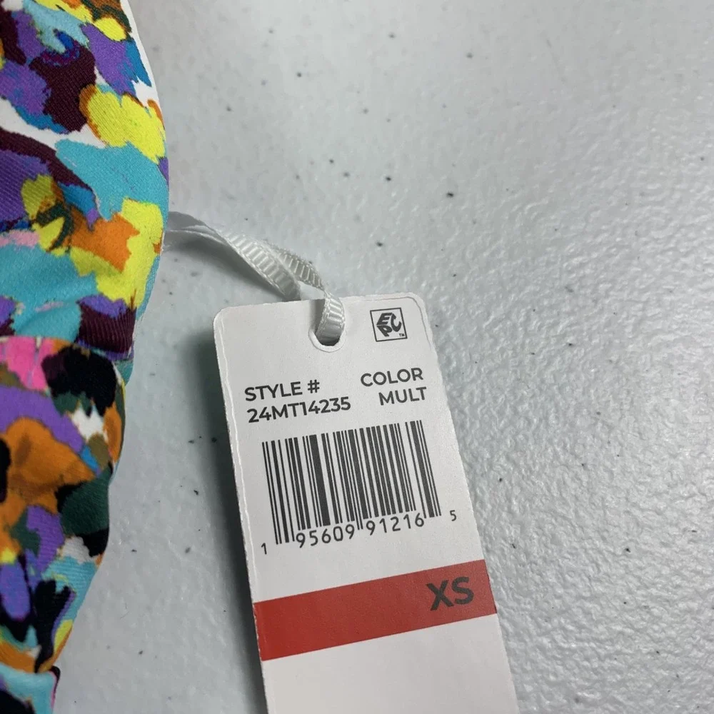 Anne Cole Women's Bikini Swim‎ Top XS Multicolor Sunset Dot Shirred Bralette NWT